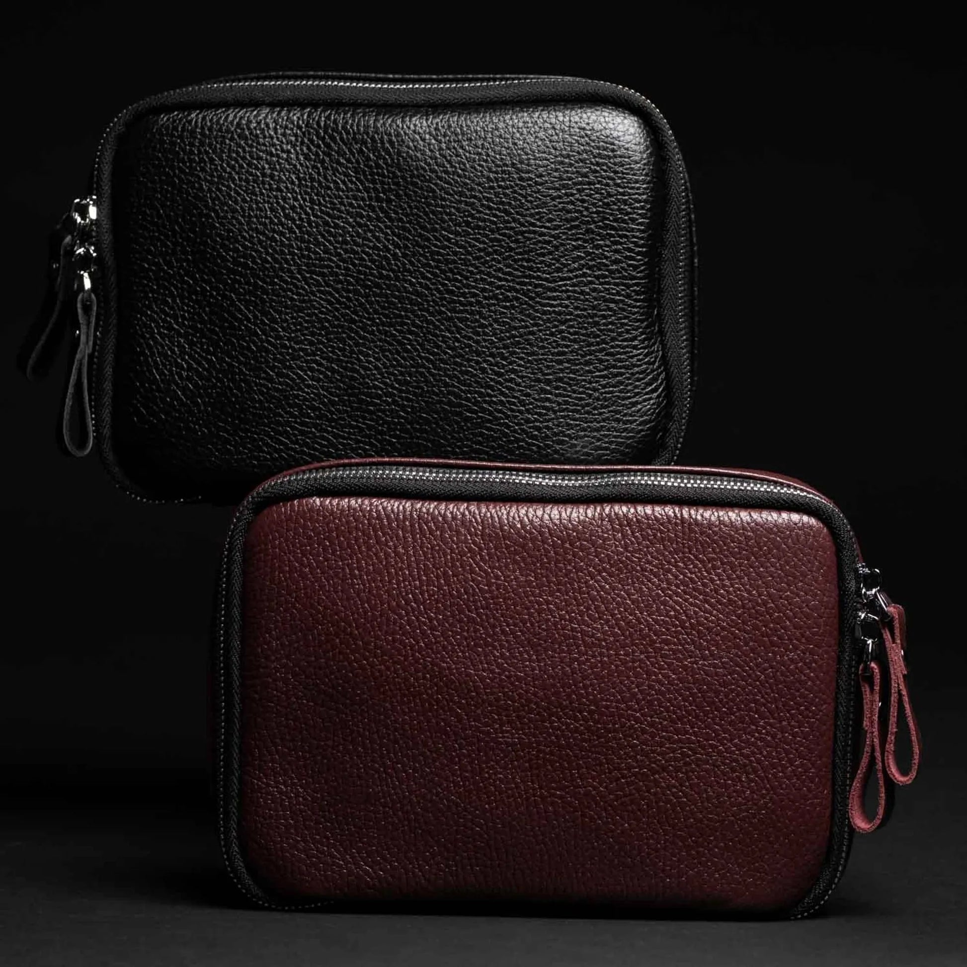 Leather Tech Organizer for Daily Use | Grainy Black - Wenderfarer