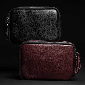 Leather Tech Organizer for Daily Use | Grainy Black - Wenderfarer