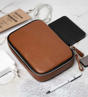 Grainy Leather Travel Organizer for Tech Accessories | KeepTech