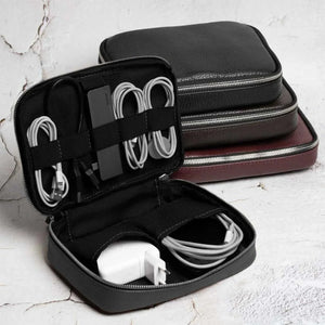 Grainy Leather Travel Organizer for Tech Accessories | KeepTech