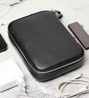 Grainy Leather Travel Organizer for Tech Accessories | KeepTech
