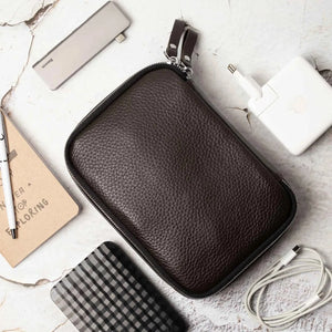 Grainy Leather Travel Organizer for Tech Accessories | KeepTech