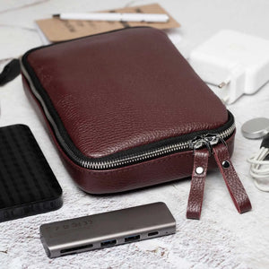 Grainy Leather Travel Organizer for Tech Accessories | KeepTech