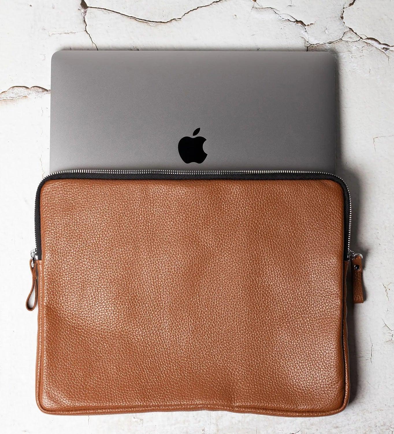 Full Grain Leather Zipper Folio for Laptop & Documents | Black