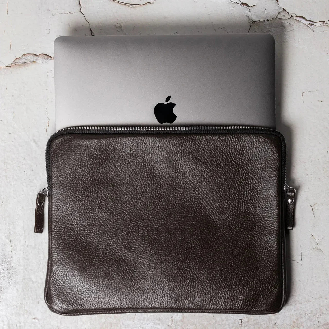 Full Grain Leather Zipper Folio for Laptop & Documents | Black