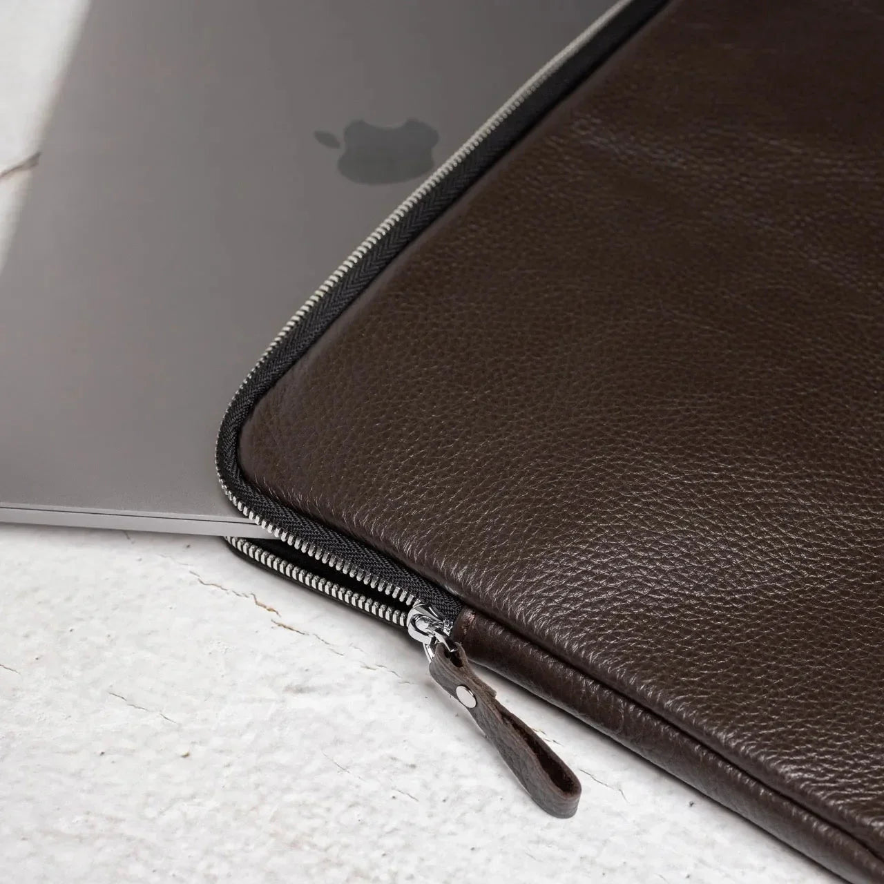 Full Grain Leather Zipper Folio for Laptop & Documents | Black