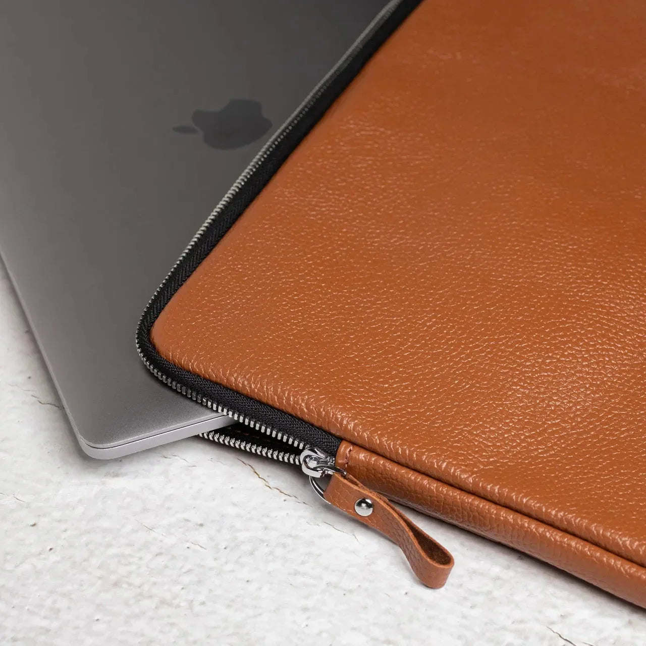 Full Grain Leather Zipper Folio for Laptop & Documents | Black