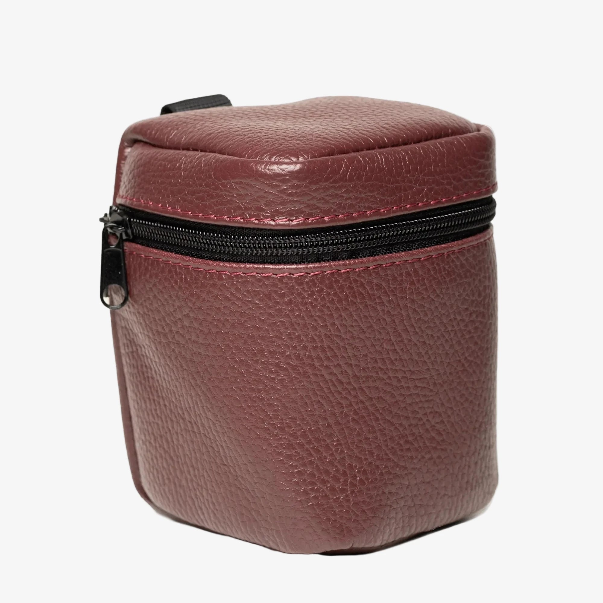 Full-Grain Leather Camera Lens Case | Burgundy - Wenderfarer