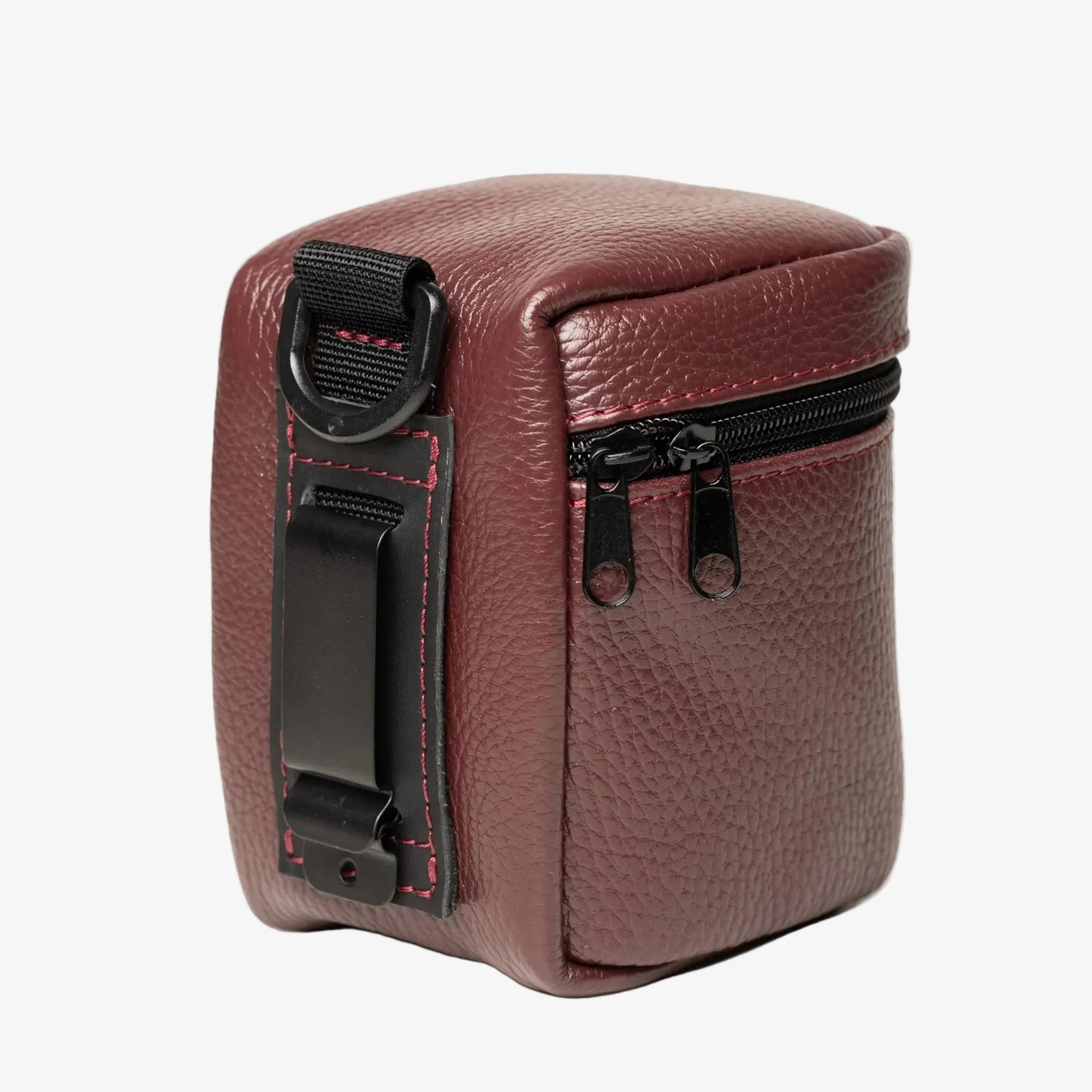 Full-Grain Leather Camera Lens Case | Burgundy - Wenderfarer