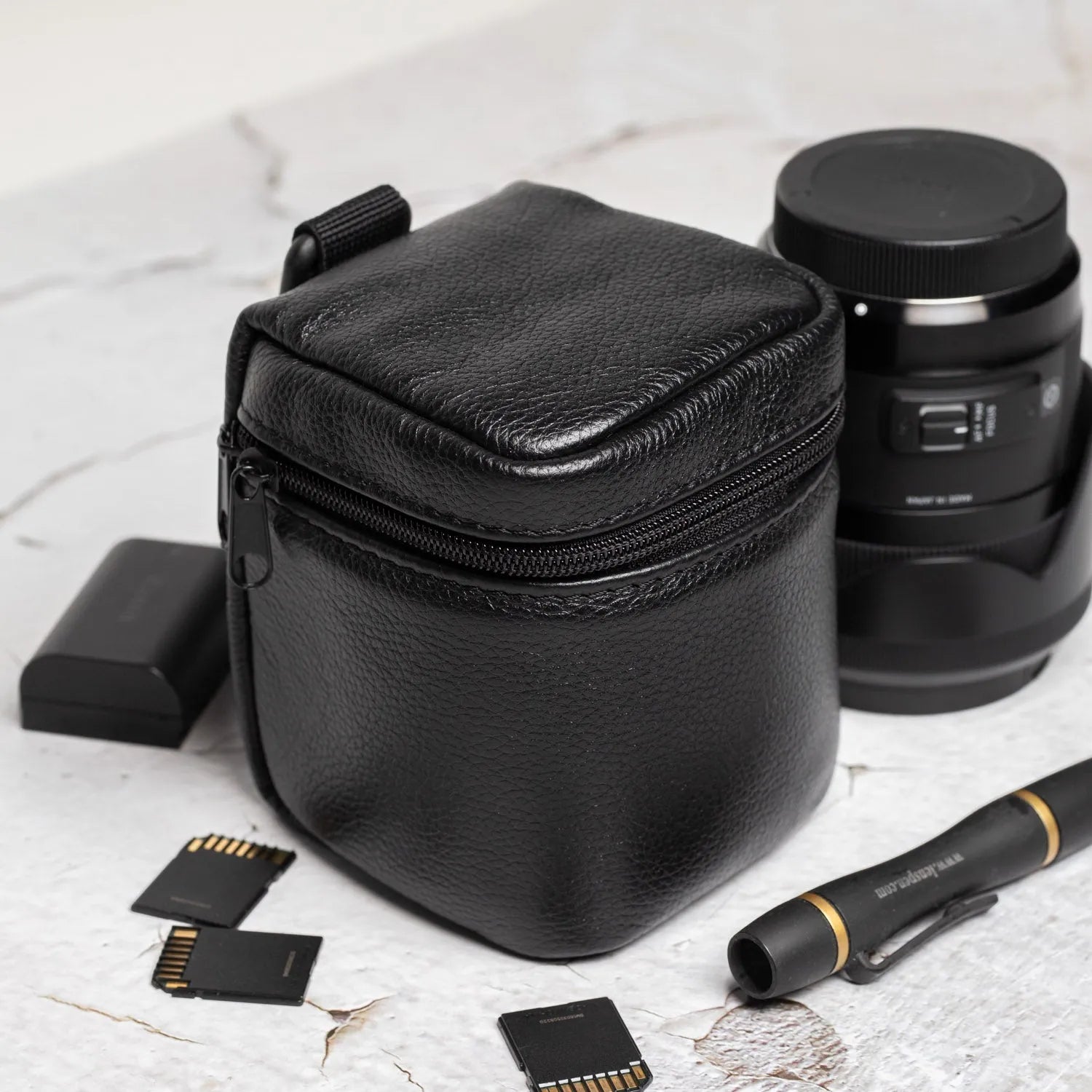 Leather Lens Pouch – Full-Grain Case for Camera Lenses | 4 Sizes