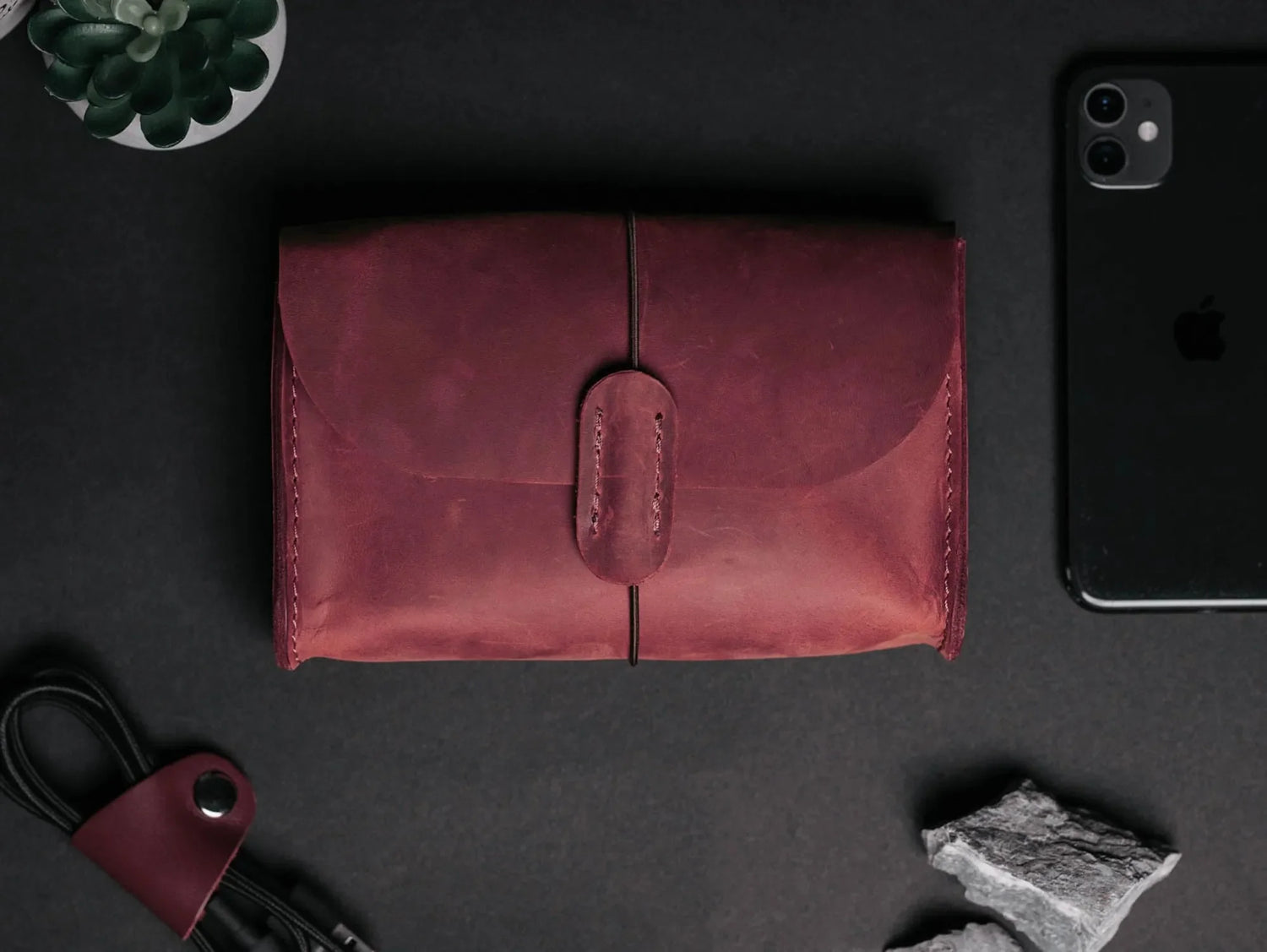 Distressed Leather Pouch for Cables & Tech | Saver