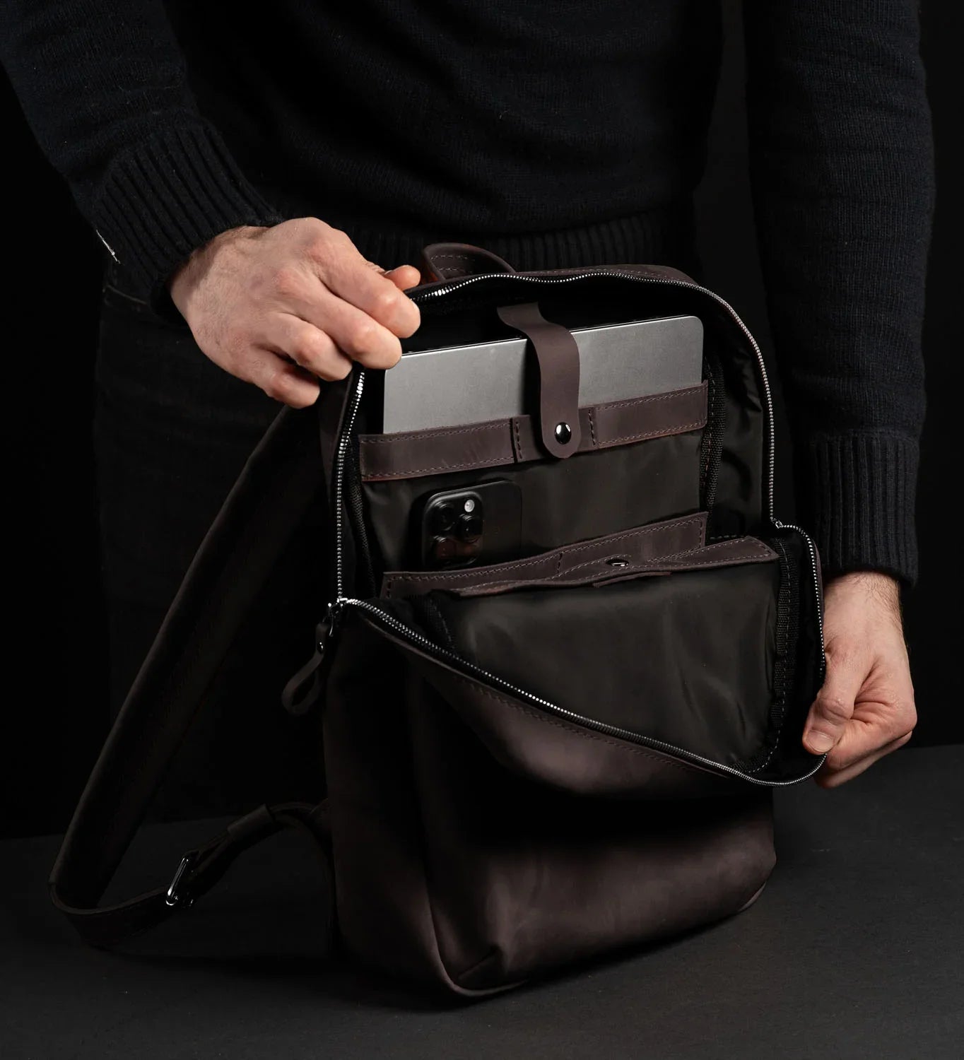 Matte Leather Laptop Backpack for Work and Travel | Nomad