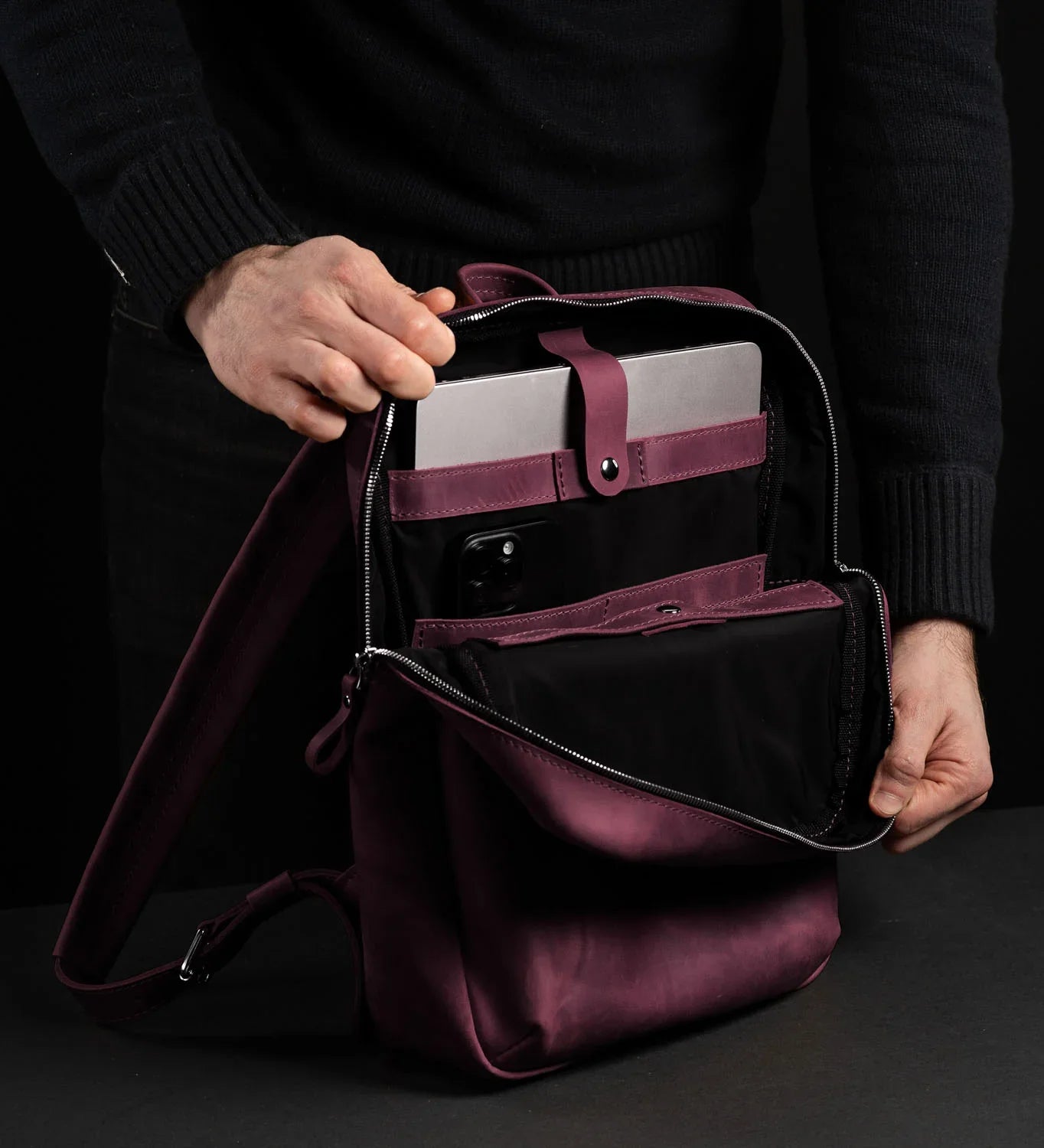 Matte Leather Laptop Backpack for Work and Travel | Nomad