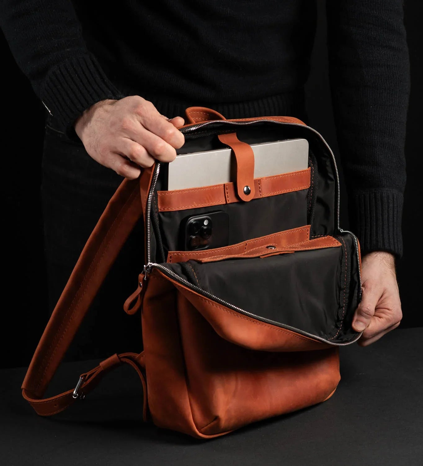 Matte Leather Laptop Backpack for Work and Travel | Nomad