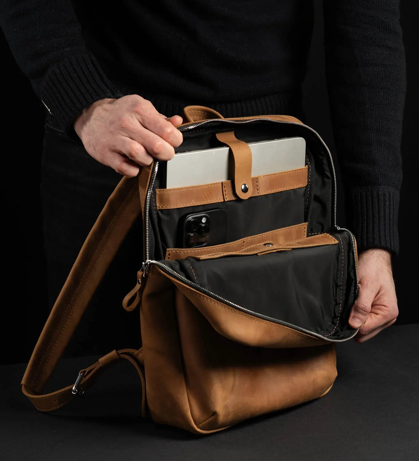 Matte Leather Laptop Backpack for Work and Travel | Nomad