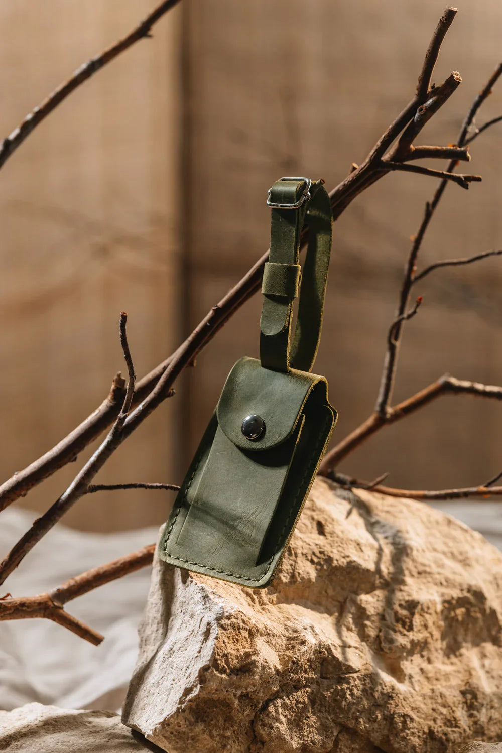 Matte Leather Luggage Tag with Pocket Travel Accessory
