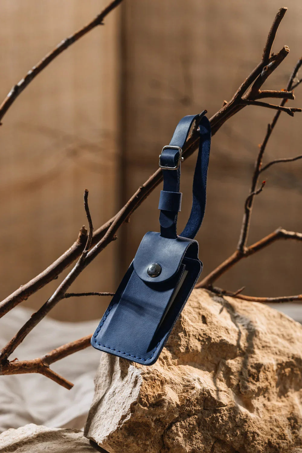 Matte Leather Luggage Tag with Pocket Travel Accessory