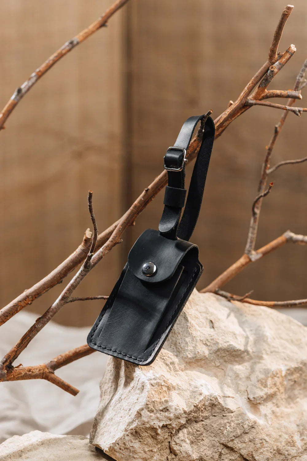 Matte Leather Luggage Tag with Pocket Travel Accessory