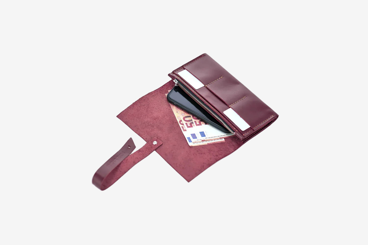 Smooth Leather Wallet for Women | Wrap Closure + Zip Pocket