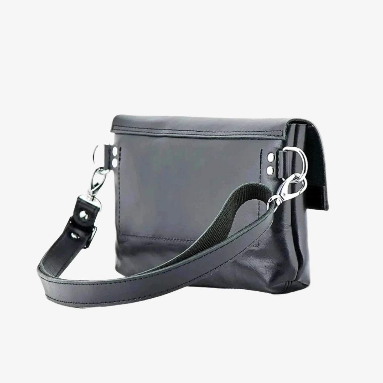 Men's Leather Crossbody Bag L | Smooth Black - Wenderfarer