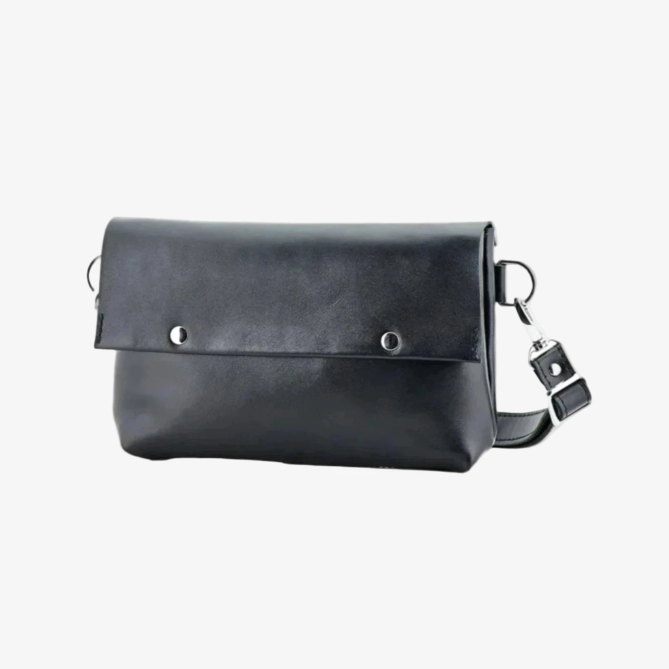 Men's Leather Crossbody Bag L | Smooth Black - Wenderfarer