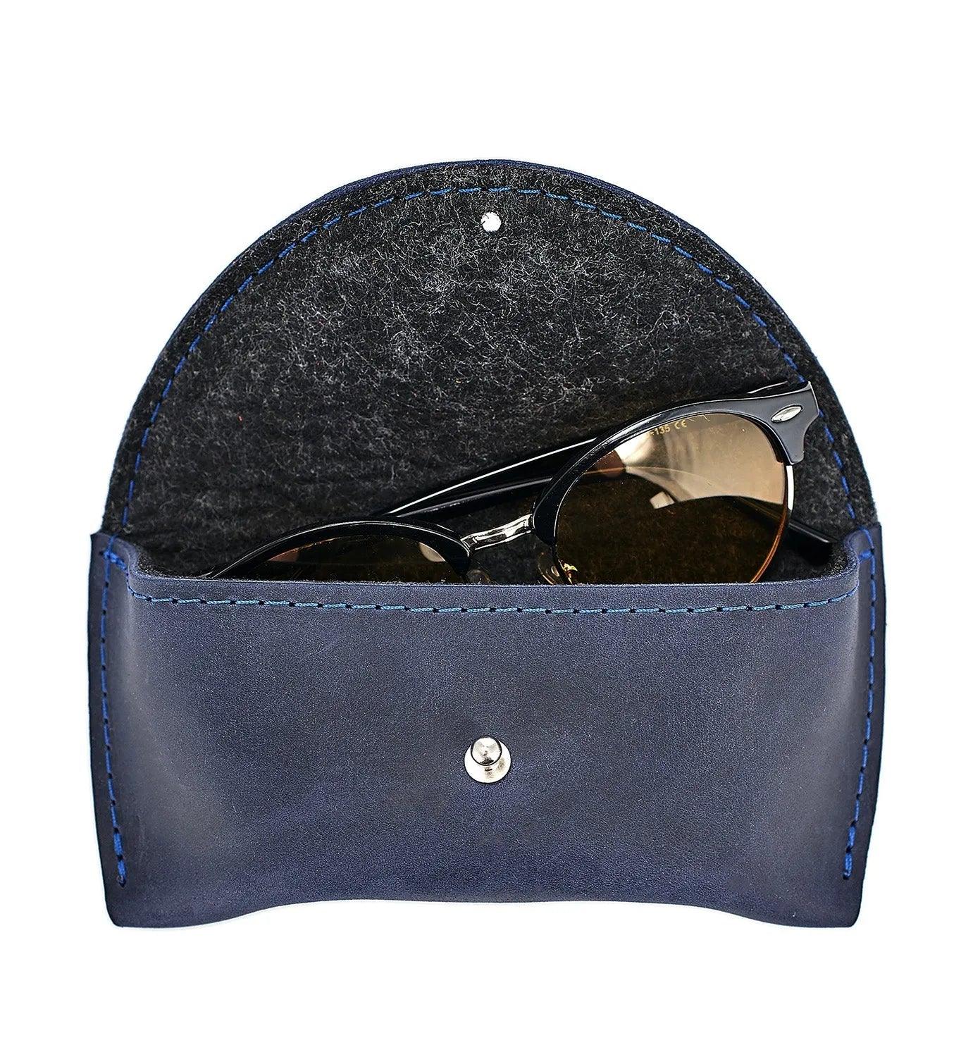 Handmade Waxed Matte Leather Case for Sunglasses