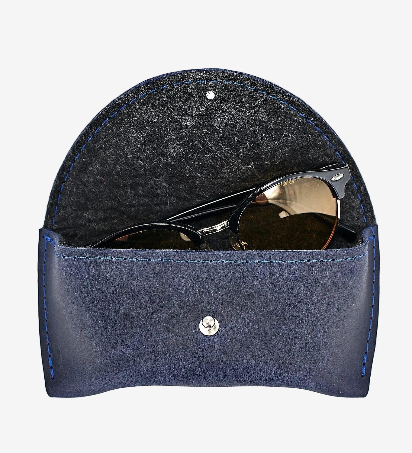Handmade Waxed Matte Leather Case for Sunglasses