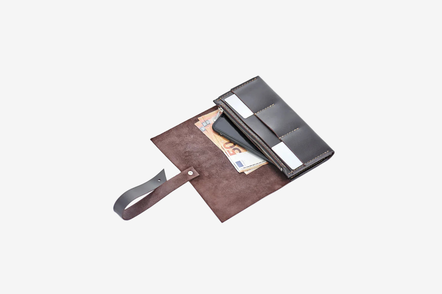 Smooth Leather Wallet for Women | Wrap Closure + Zip Pocket