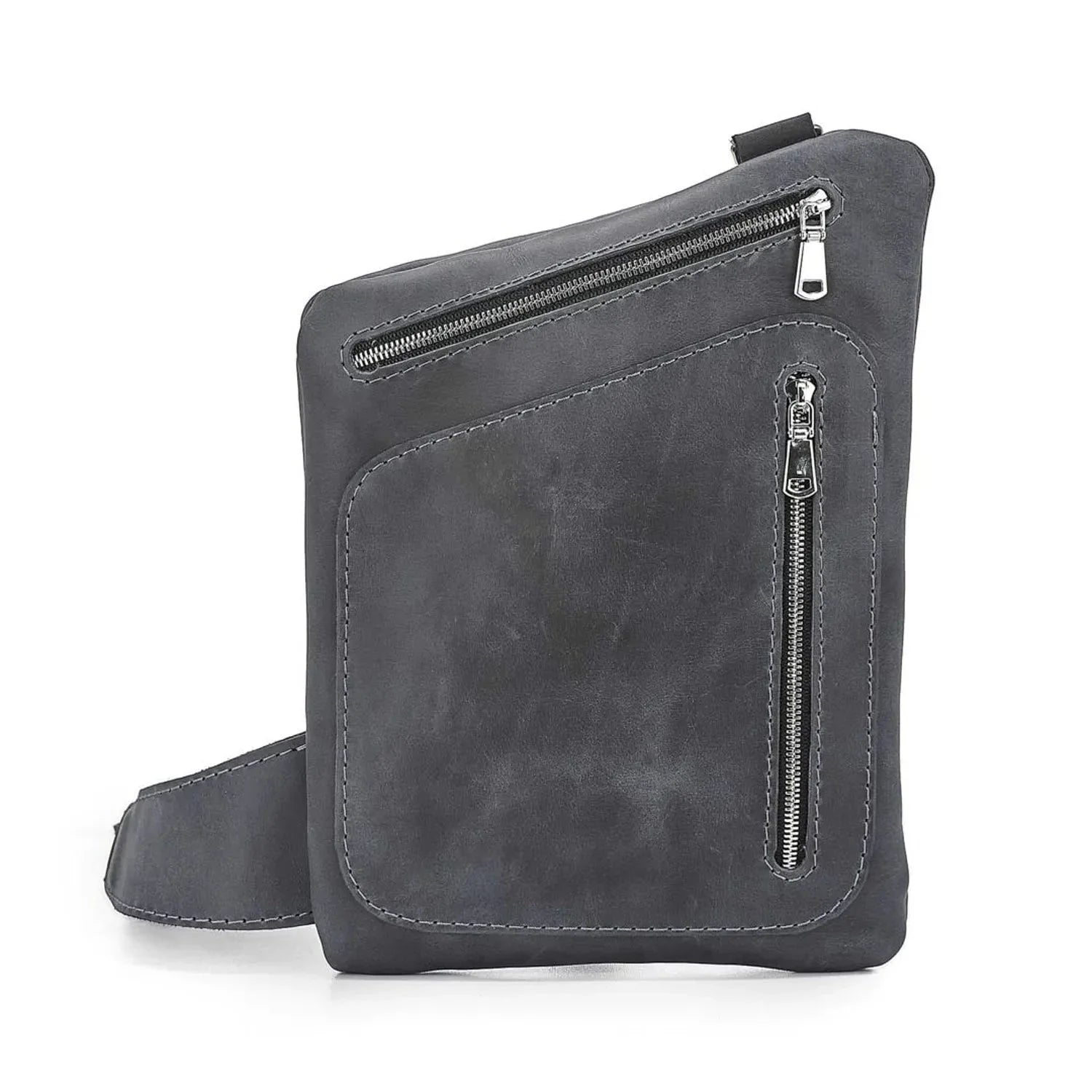 Men’s Sling Bag in Waxed Matte Leather | Hidden Back Pocket
