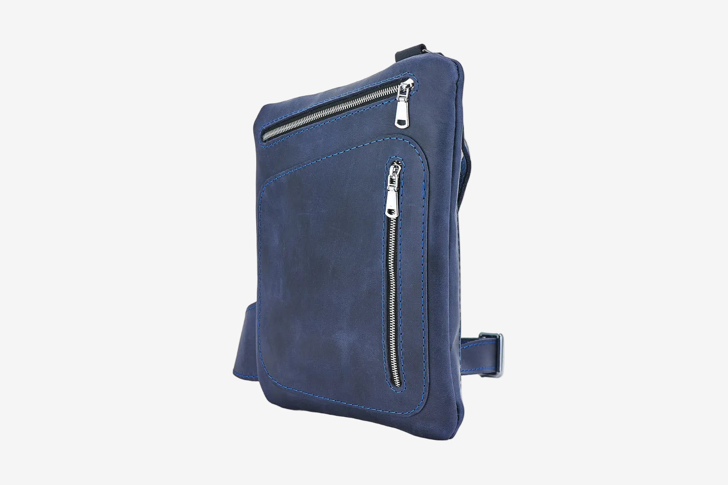 Men’s Sling Bag in Waxed Matte Leather | Hidden Back Pocket