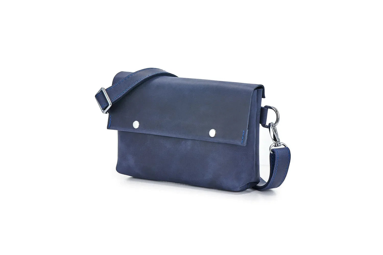 Men's Leather Crossbody Bag L | Matte Navy Blue - Wenderfarer