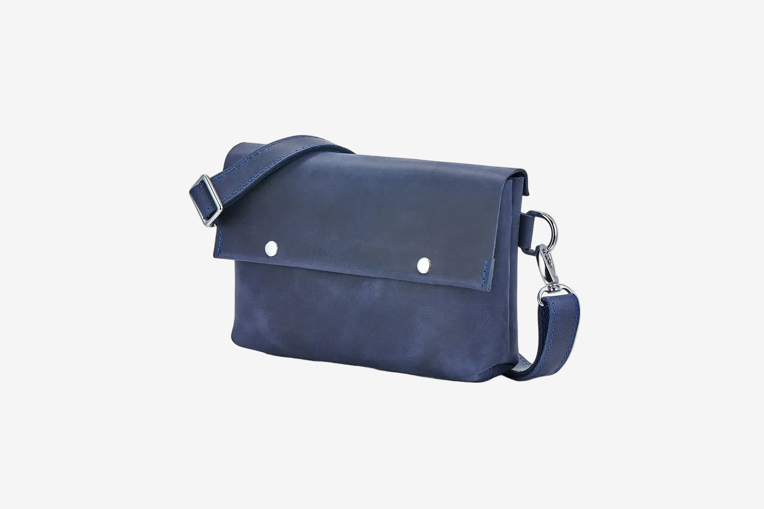 Men's Leather Crossbody Bag L | Matte Navy Blue - Wenderfarer