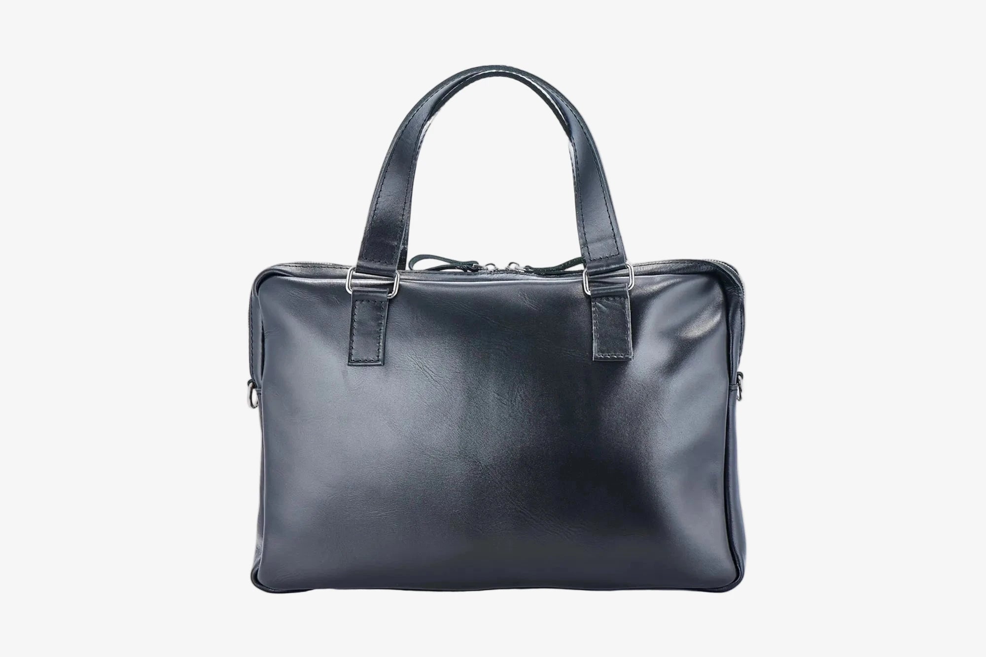 Leather Laptop Briefcase with Organizer | Smooth Black - Wenderfarer