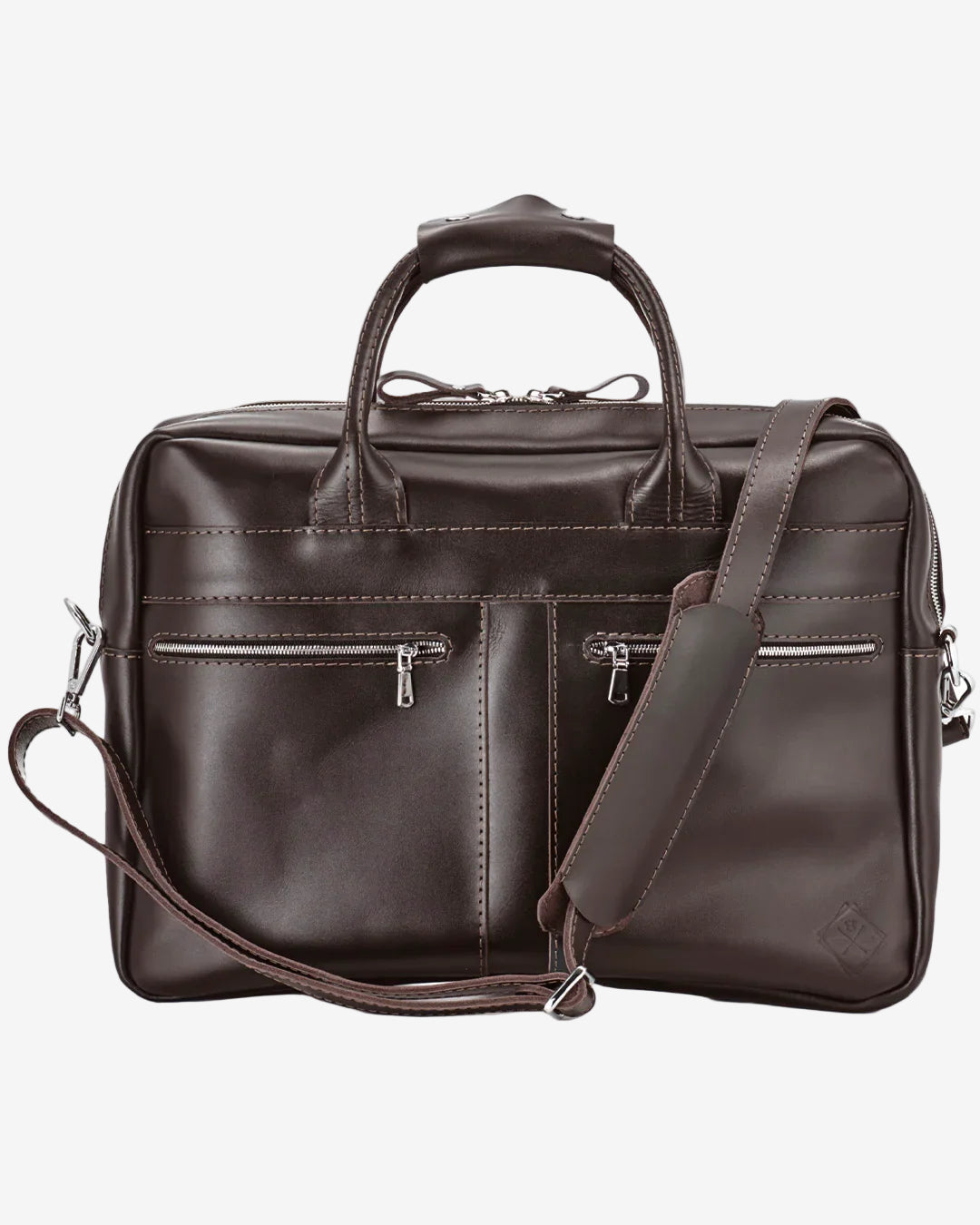Men's Zippered Leather Briefcase – Work & Everyday Laptop Bag