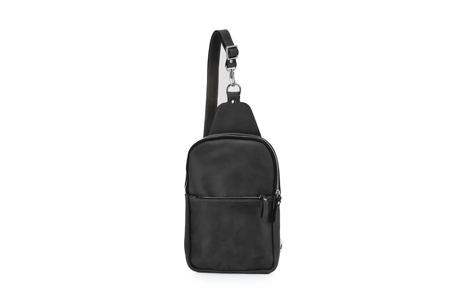Matte Waxed Leather Sling Bag – Slim Crossbody & Semi-Backpack