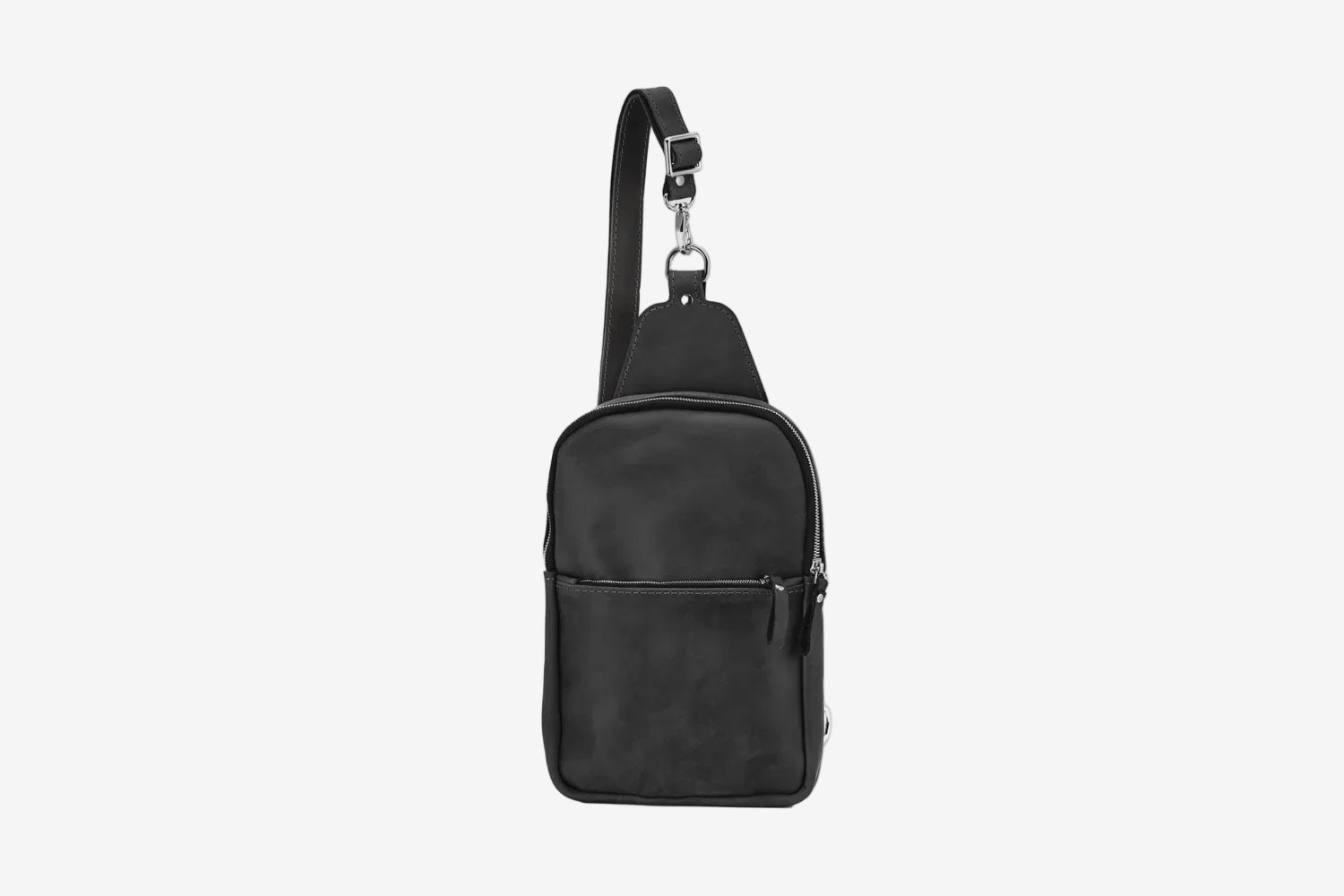 Matte Waxed Leather Sling Bag – Slim Crossbody & Semi-Backpack