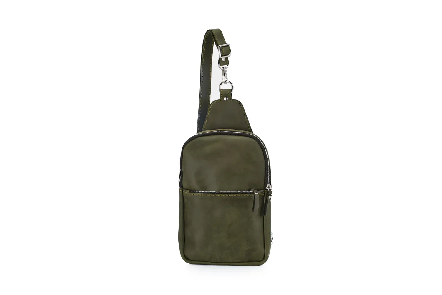 Matte Waxed Leather Sling Bag – Slim Crossbody & Semi-Backpack