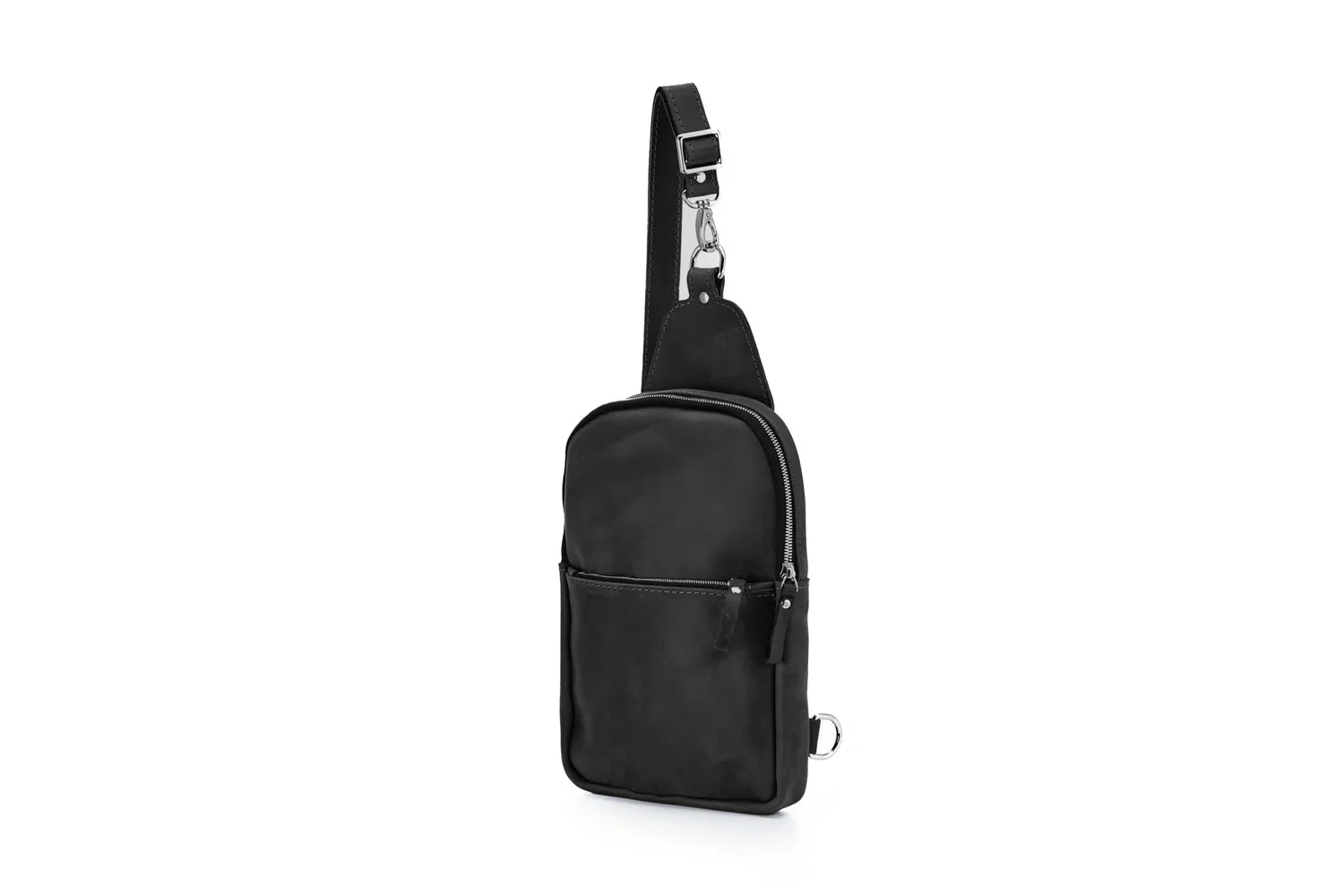 Matte Waxed Leather Sling Bag – Slim Crossbody & Semi-Backpack