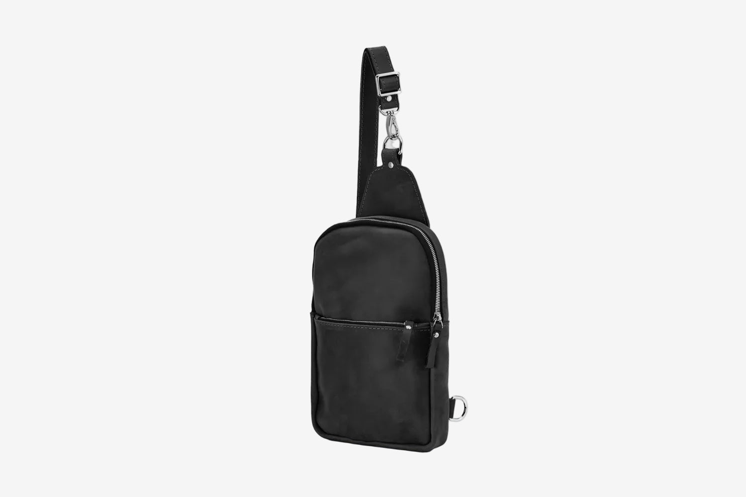 Matte Waxed Leather Sling Bag – Slim Crossbody & Semi-Backpack