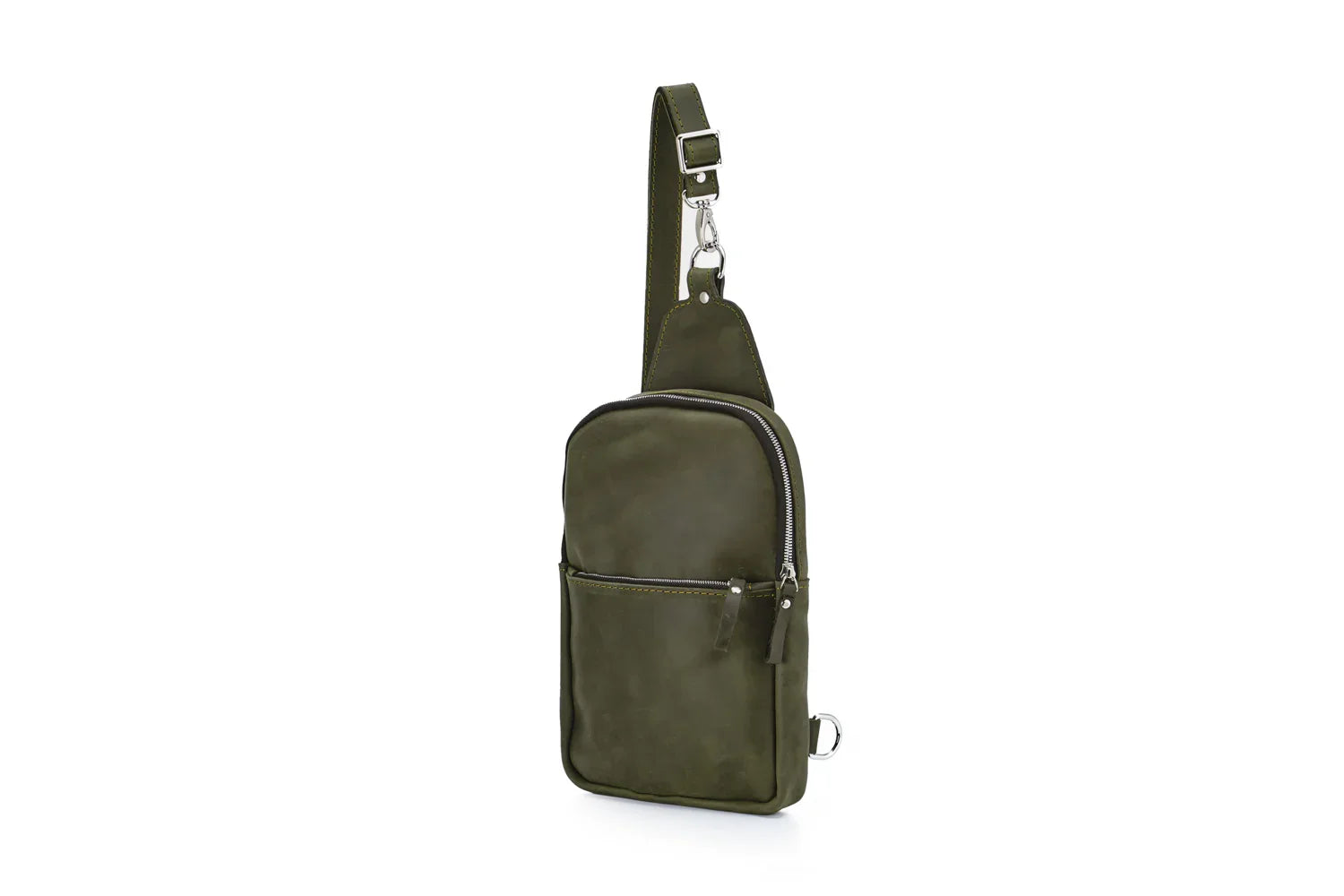 Matte Waxed Leather Sling Bag – Slim Crossbody & Semi-Backpack