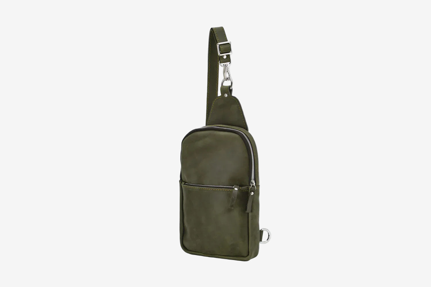 Matte Waxed Leather Sling Bag – Slim Crossbody & Semi-Backpack