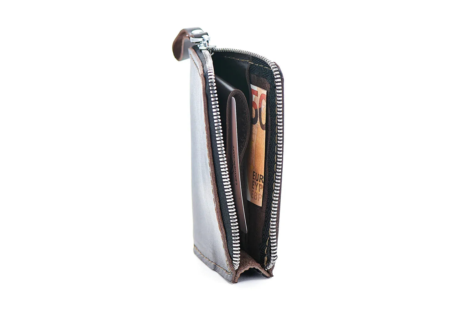 Small Zippered Leather Wallet