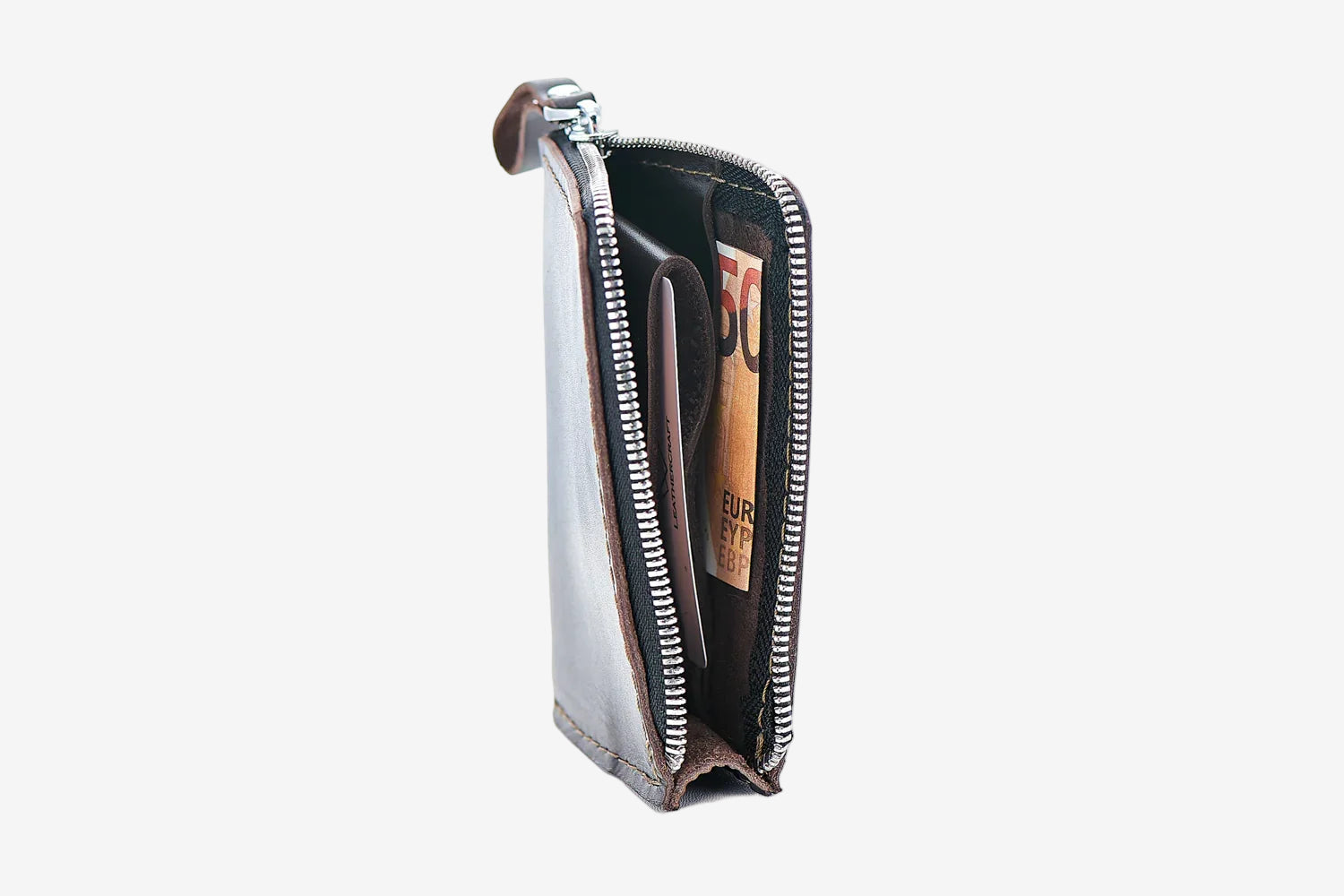 Small Zippered Leather Wallet