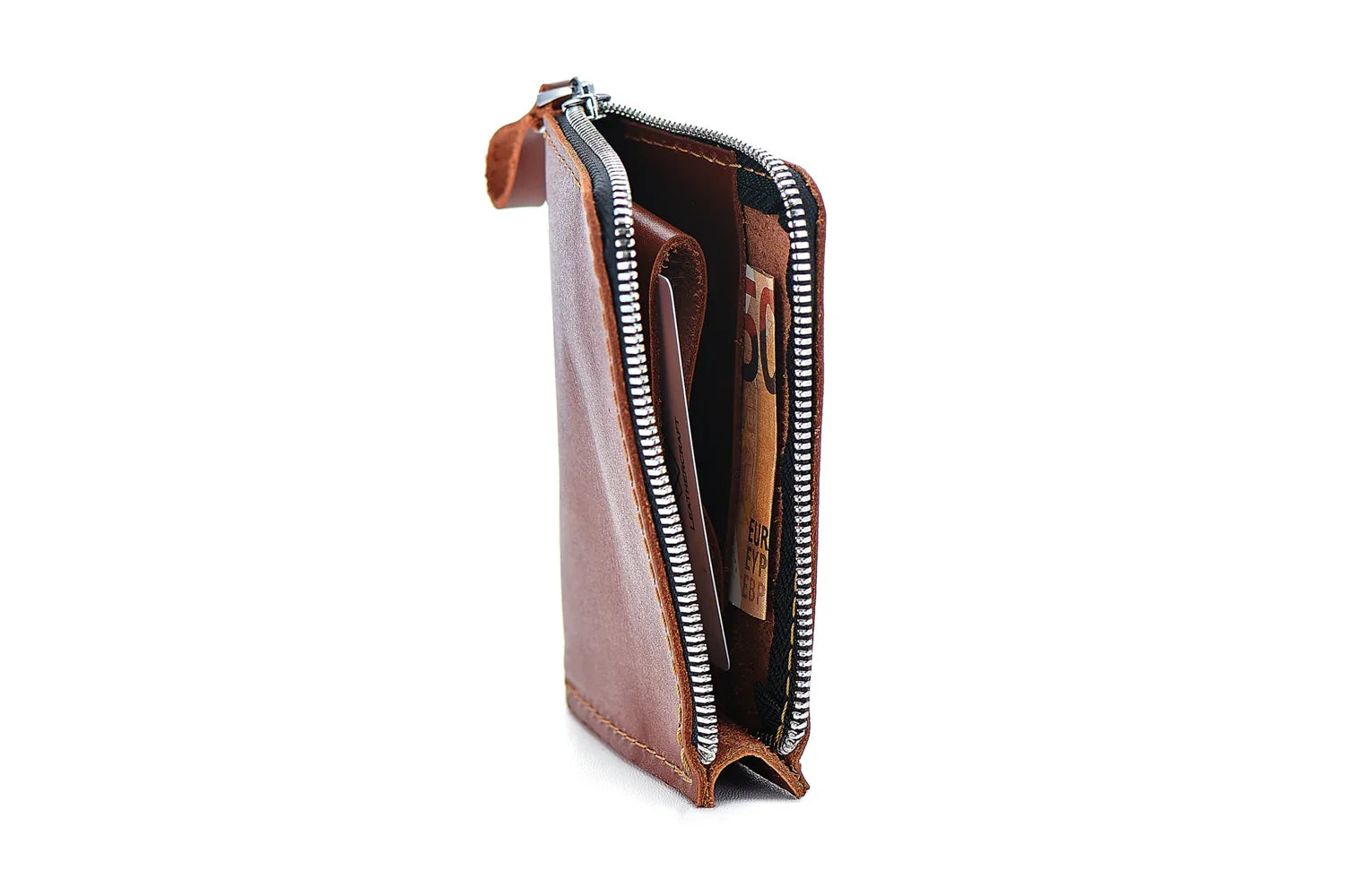 Small Zippered Leather Wallet