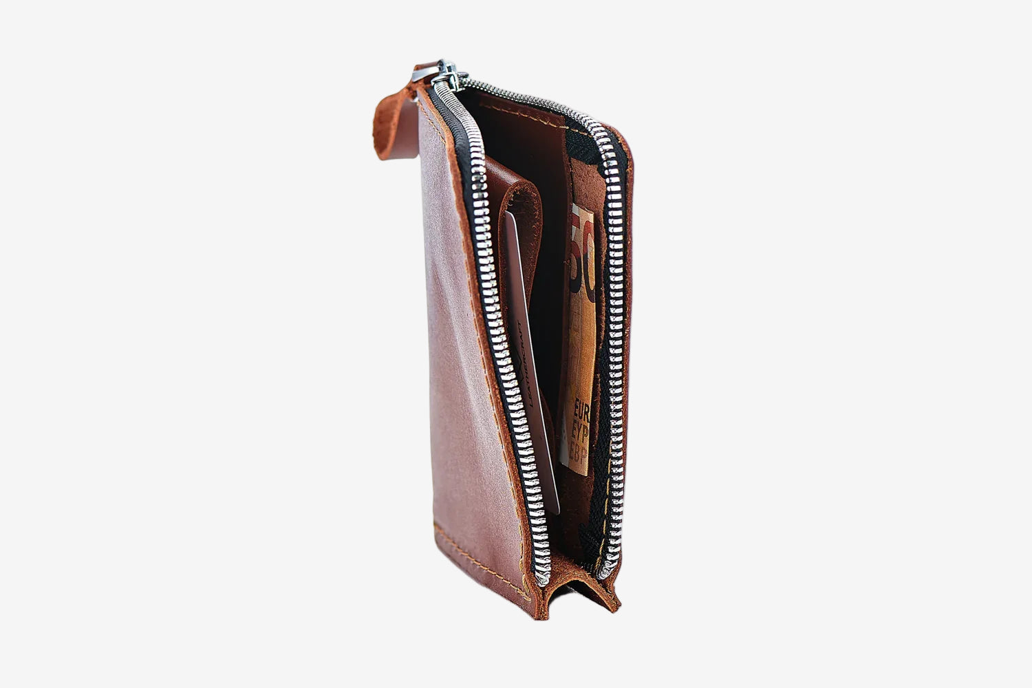 Small Zippered Leather Wallet