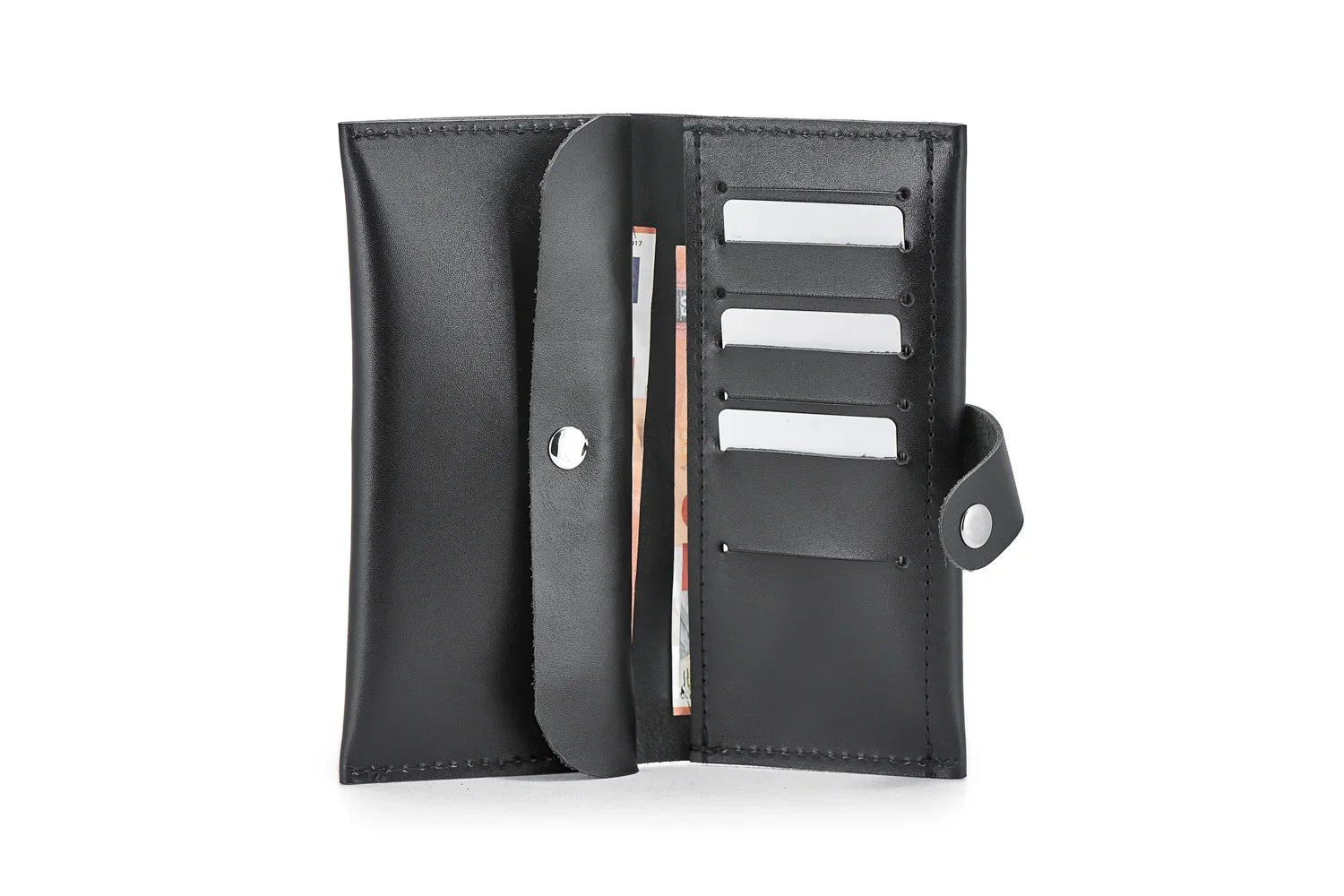 Classic Long Wallet β Smooth Leather & Snap Button