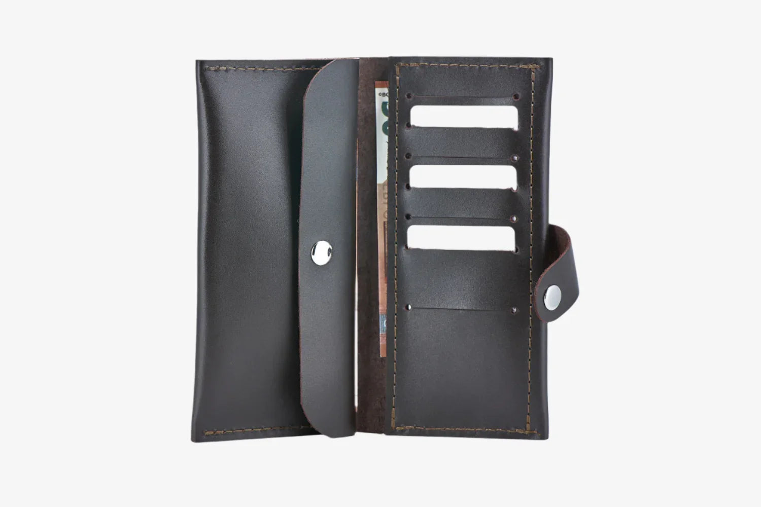 Classic Long Wallet β Smooth Leather & Snap Button