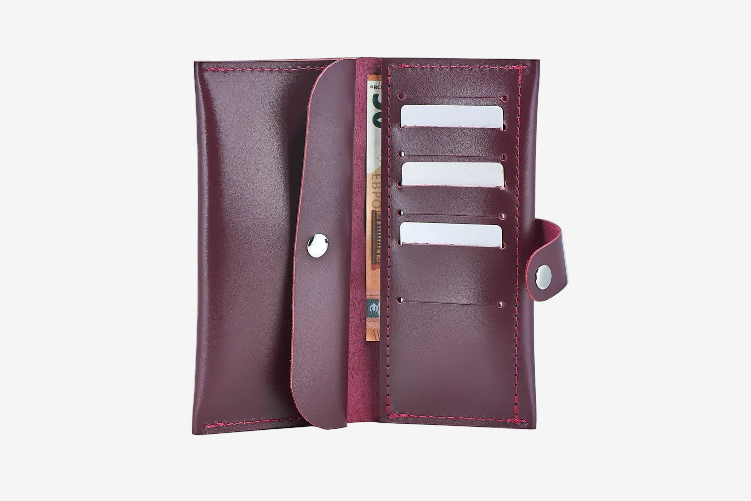 Classic Long Wallet β Smooth Leather & Snap Button