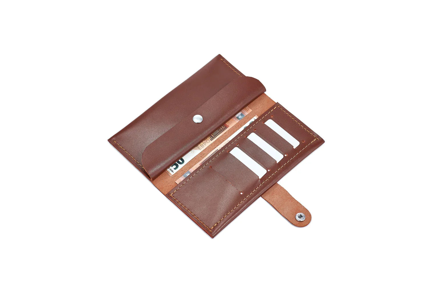 Classic Long Wallet β Smooth Leather & Snap Button