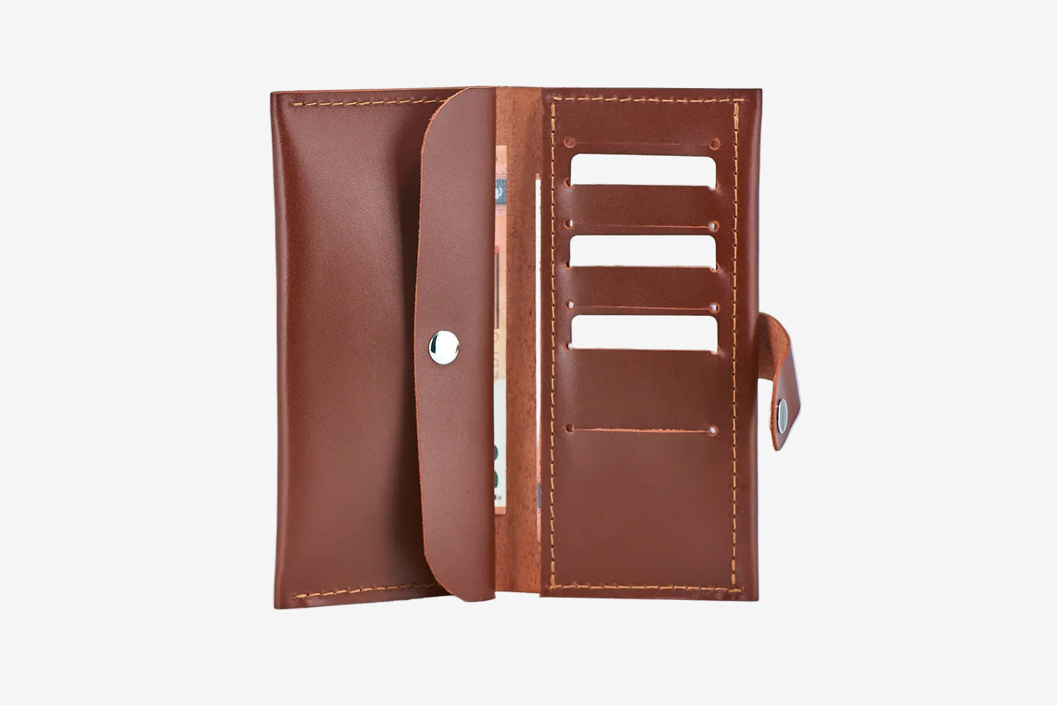 Classic Long Wallet β Smooth Leather & Snap Button